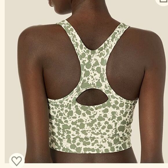 Sage Collective Activewear V-Neck Keyhole Longline Sports Bra Green Ink Spot - Picture 4 of 4